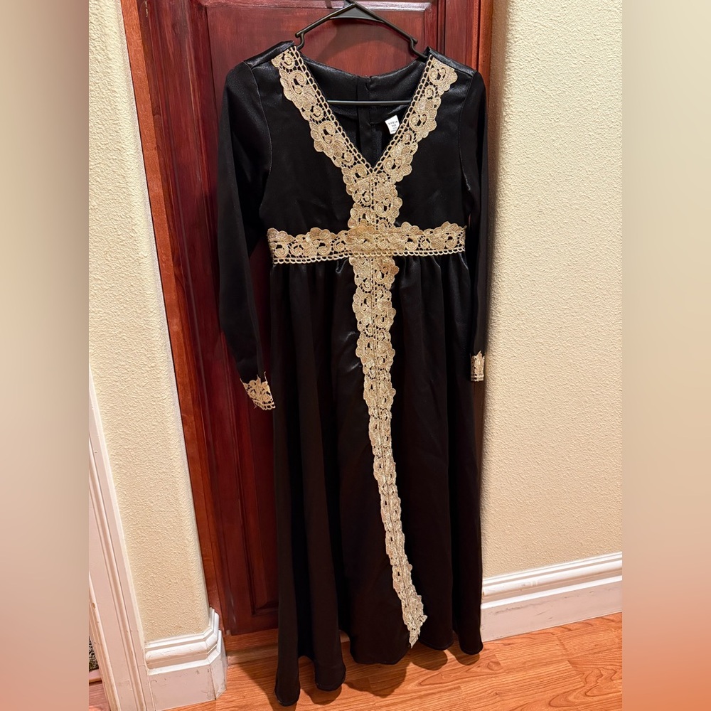 Elegant Black and Gold Lace Dress